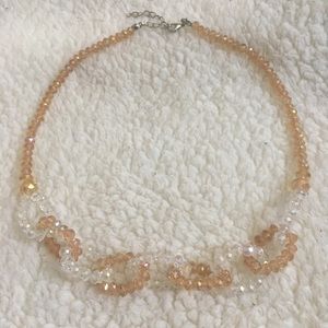 Clear & Nude Crystal Bead necklace